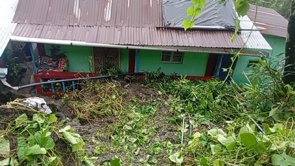 Landslide-houses damaged