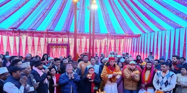 मेङ्लीमा आयोजना हुन गइरहेको श्रीमद् भागवत महापुराणलाई लिएर कलश यात्रा सम्पन्न