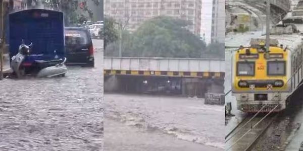 मुम्बईमा भारी वर्षाले धेरै क्षेत्रहरूमा पानी जमा, रेल र सड़क यातायात बाधित