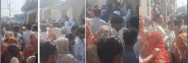 घटनास्थल पर मौजूदा भीड़ की फोटो