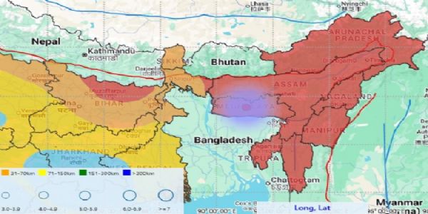 मेघालयमा ३.१ र असममा २.७ तीव्रताको भूकम्प