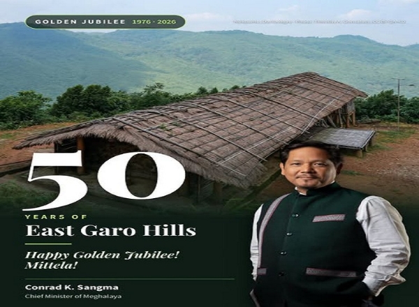 ईस्ट गारो हिल्स जिले की स्थापना के 50 वर्ष पूरे होने पर मुख्यमंत्री कॉनराड संगमा द्वारा साझा तस्वीर।
