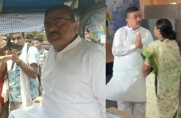 मुख्यमंत्री शुभेंदु अधिकारी मतदान केन्द्र में