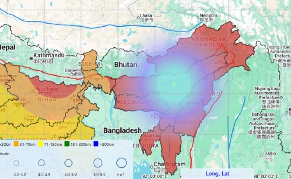 असम में आए भूकंप का मैप असम में आए भूकंप का मैप