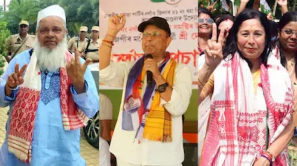 असमः नगांव लोकसभा उप चुनाव में एआईयूडीएफ, भाजपा एवं कांग्रेस उम्मीदवारों की तस्वीर