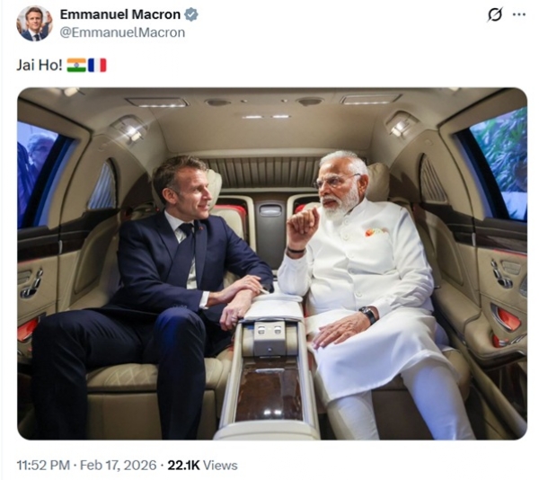 प्रधानमन्त्री नरेन्द्र मोदी र फ्रान्सका राष्ट्रपति इमानुएल म्याक्रों