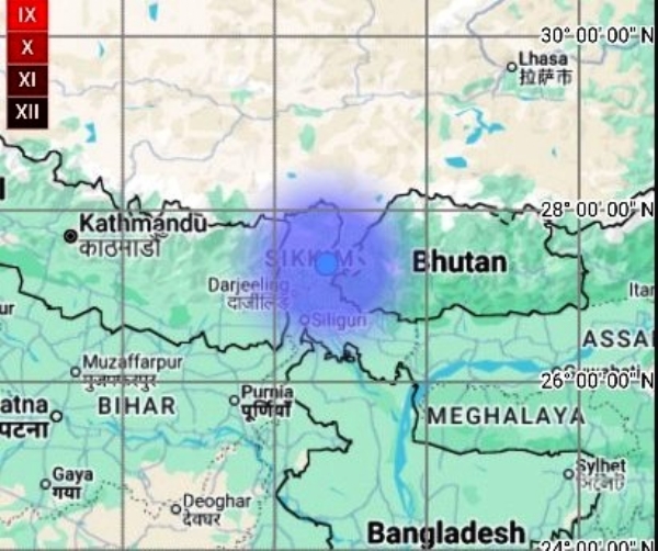 सिक्किममा फेरि भूकम्पको कम्पन महसुस