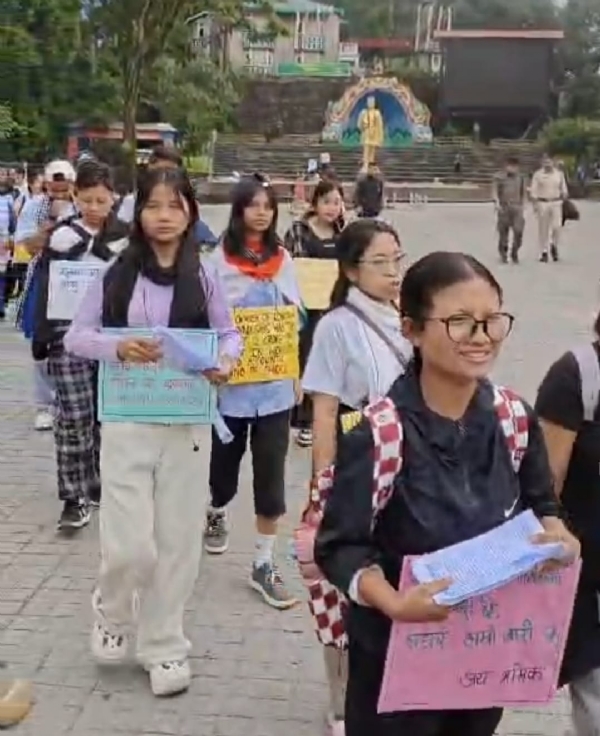 Football march by students