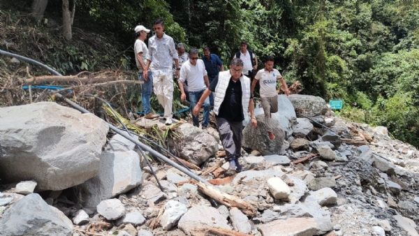 bjp representative visiting landslide area