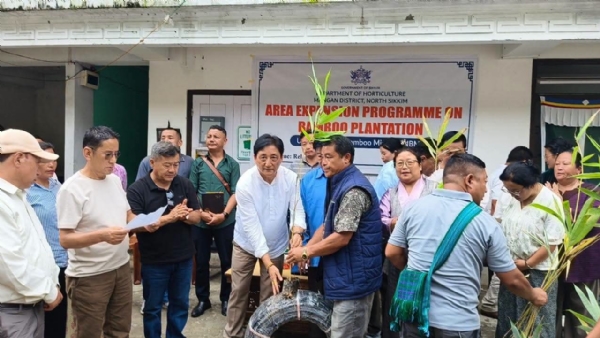 मन्त्री लेप्चाद्वारा बाँसका विरुवा वितरण