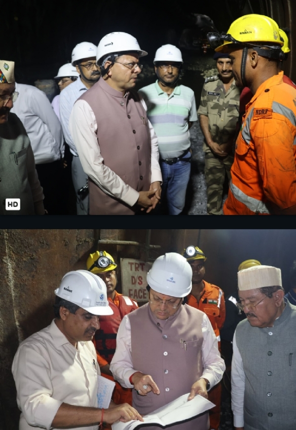 मुख्यमंत्री पुष्कर सिंह धामी  पीपलकोटी पहुंच कर ले रहे जानकारी।