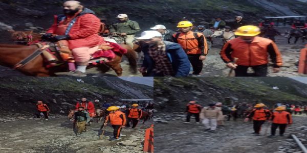 छड़ी मुबारक पवित्र गुफातिरतिर बढ्नसाथ अमरनाथ यात्रा सम्पूर्णतातिर बढ्दै