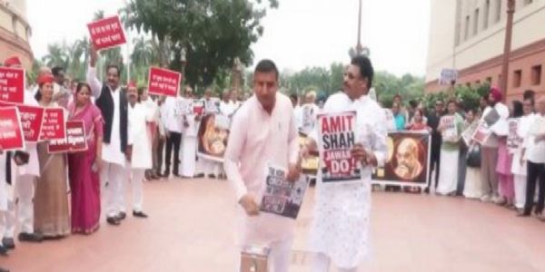 संसद परिसरमा विपक्षको विरोध प्रदर्शन, प्रियंकाले भनिन् जनता भाजपाबाट थकित छन्