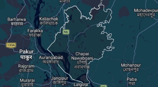 मानचित्र में नजर आ रहा है चापईनवाबगंज।