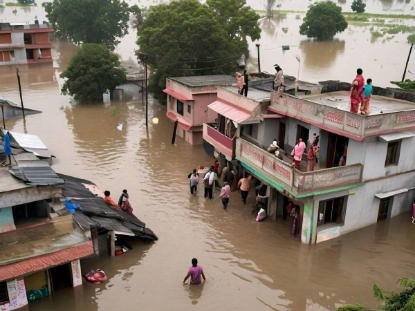 बिहार में आई बाढ़ की तस्वीर। बिहार में आई बाढ़ की तस्वीर।