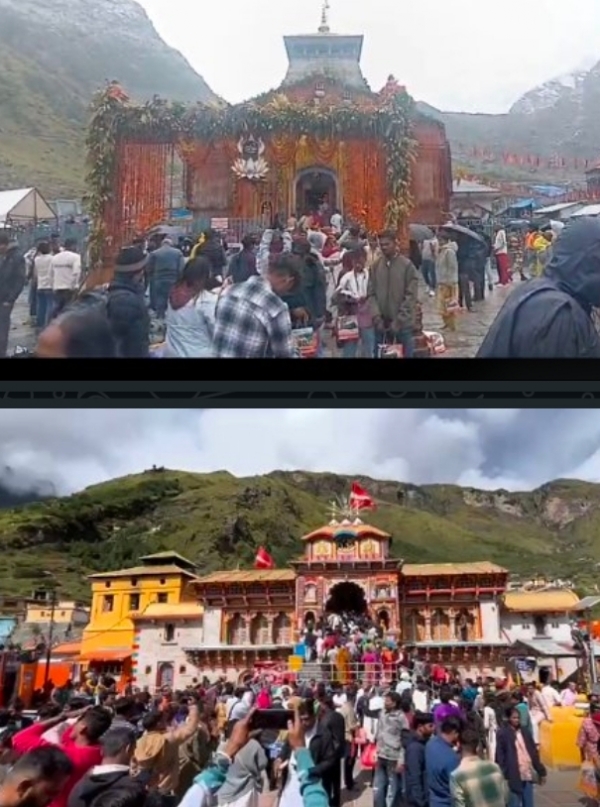 केदारनाथ-बदरीनाथ धाम में पूजा अर्चना।