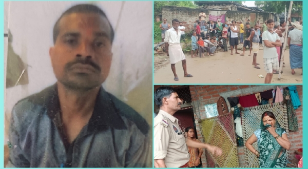 मृतक पवन की फाल फोटो, घटना की जांच करती पुलिस