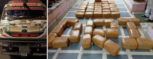 44 रायपुर में ट्रक और 375.95 किलोग्राम गांजा ज़ब्त किया गया।
